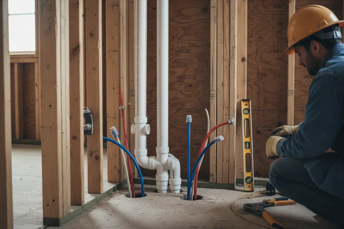Drain and supply rough-in during Drain Cleaning in Landenberg