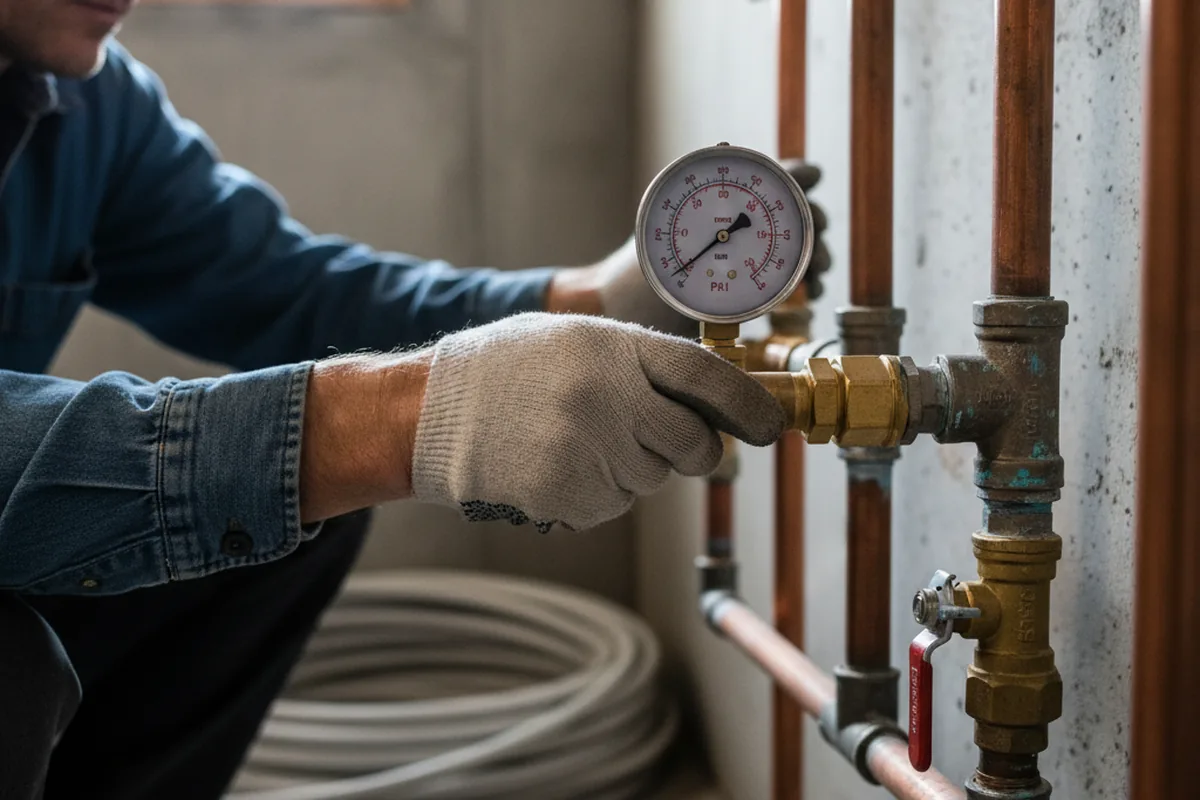 Pressure testing a repaired line during Water Line Repair in Landenberg